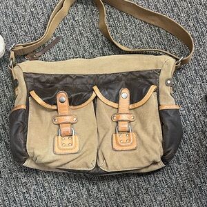 TSD two tone mail bag Tan and Brown Women's